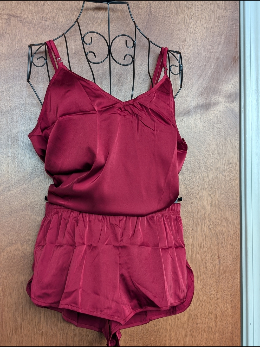 Silky Burgundy Women's Pajama Cami & Short Set